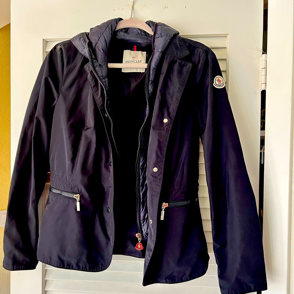 Navy blue down Moncler jacket